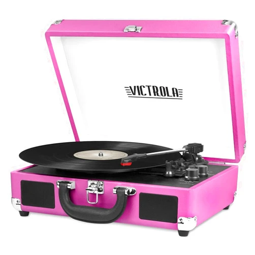 Victrola Vintage 3-Speed Bluetooth Portable Suitcase Record Player with Built-in Speakers | Upgraded Turntable Audio Sound|Pink, Model Number: VSC-550BT-PNK