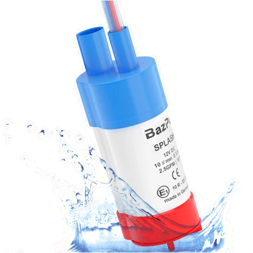 BAZPO 12V Submersible Water Pump | Works with Microswitch 12V Faucets | 12 Volt Small Water Transfer Pump For RV, Jerry Can, Camping, Pond, Boat | German Made (12V Water (2.5GPM / 18ft.))