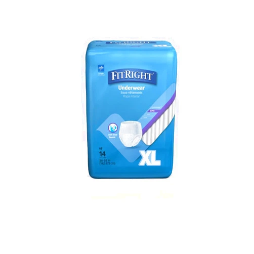 Medline Protection Plus Super Protective Adult Underwear, Super Absorbency, 56 to 68-Inch Waist, Size X-Large, Case of 56