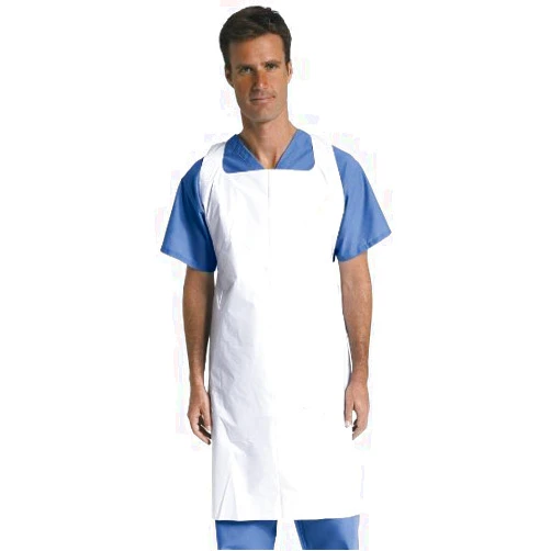 Medline Disposable Polyethylene Aprons, Midweight, White, 28