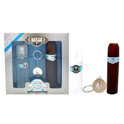 Cuba Winner by Cuba for Men - 3 Pc Gift Set 3.3oz EDT Spray, 3.3oz After Shave, Key Chain