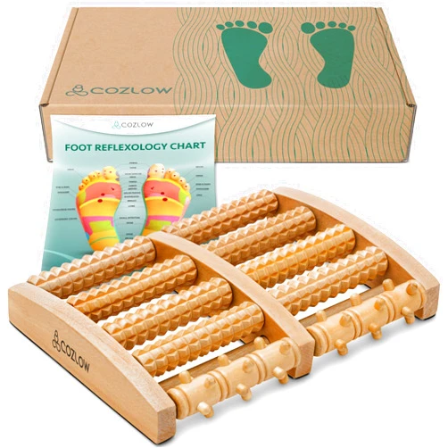 COZLOW Wooden Foot Massager for Plantar Fasciitis Pain Relief, Deep Tissue Massage Roller w/Arch-Shape Design for Ultimate Feet Relaxation & Stress Relief, Reflexology Massage Tool for Men & Women