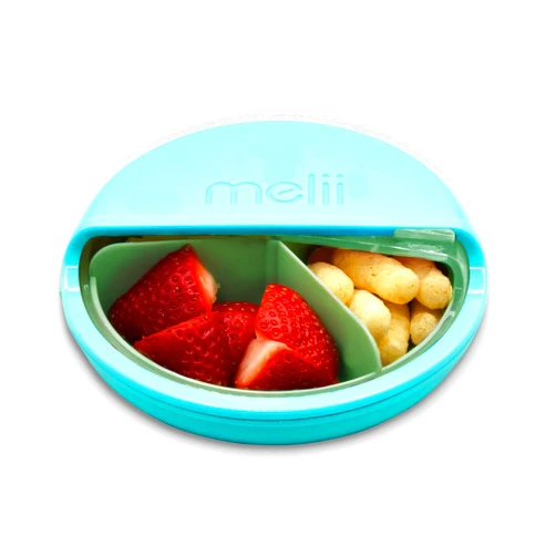 melii Spin Snack Container, Food Storage for Kids, BPA-Free, Dishwasher Safe – 3 Compartments (Blue)
