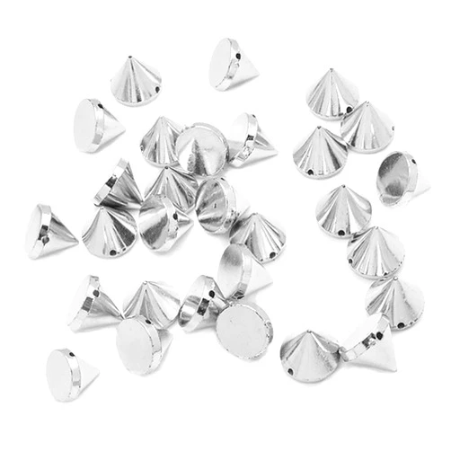 Esowemsn 100pcs 12mm Silver Bullet Spike Cone Studs Punk Bullet Cone Plastic Rivets Spike Studs Beads for Cosplay Costume Jackets Bags & Shoes Embellishment DIY Craft Accessories