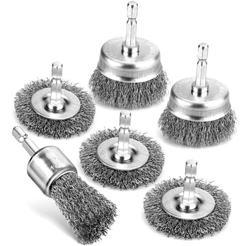 Pylevemv 6Pcs Professional Wire Wheel, Carbon Steel Wire Brush for Drill, Drill Wire Brush for Cleaning Rust, Wire Brush Drill Attachments with 1/4 Inch Hex Shank, Wire Cup Brush for Drill
