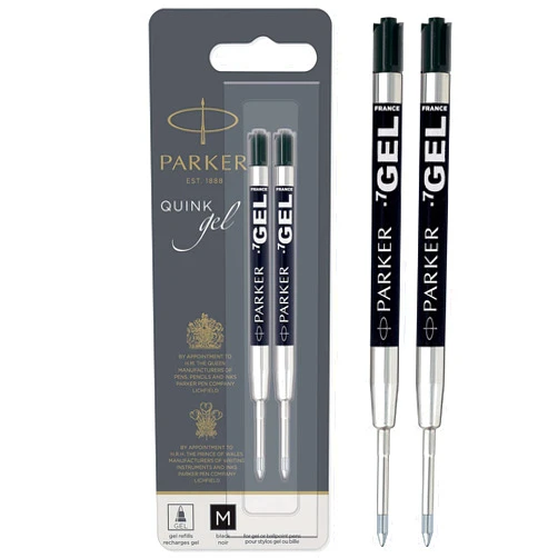 Parker Refill for Parker Retractable Gel Ink Roller Ball Pens, Medium Conical Tip, Black Ink, 2/Pack