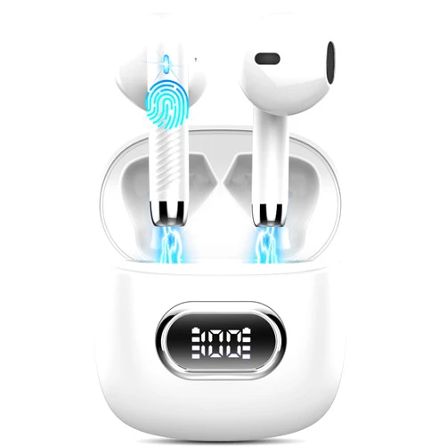 Drsaec Wireless Earbud, Bluetooth Headphones 5.3 Stereo Bass 42H in-Ear Earphones 2024 Noise Cancelling Ear Buds 4 ENC Mic Call Bluetooth Earbud USB-C LED Display IP7 Waterproof Sport Headset for Android iOS