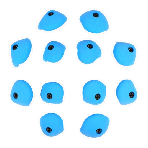 Atomik Climbing Holds Atomik Rock Climbing Holds Set of 12 Bolt-On Medium Double Incut Roof Jugs in Blue