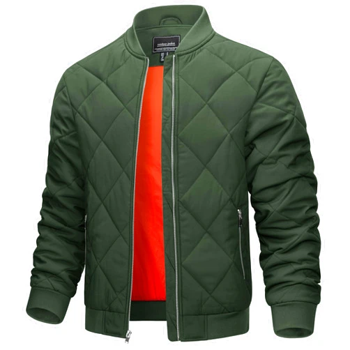 TACVASEN Men's Padded Jackets Winter Full Zipper Fleece Outwear Casual Windproof Bomber Varsity Coat