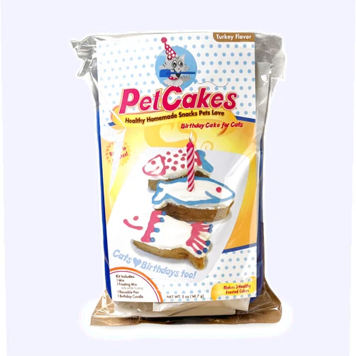 PetCakes Cat Birthday Cake Kit - All Natural Treats - Kitten & Cats Turkey Flavor Cat Food - 5.5 Oz