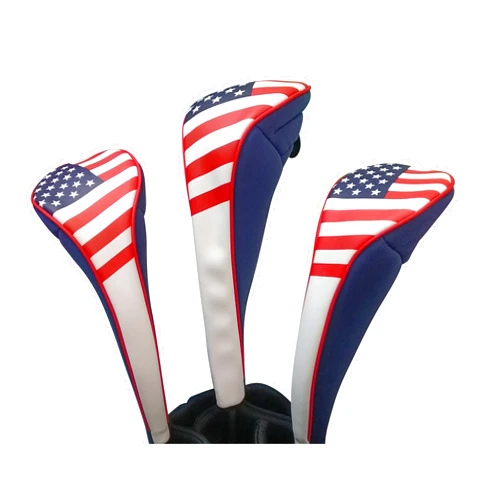 Majek USA Patriot Golf Zipper Head Covers Driver 1 3 5 Fairway Woods Headcovers U.S.A Neoprene Style Patriotic Driver Fits All Fairway Clubs and Drivers up to 460cc
