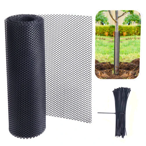 Watayo 20 Ft Mesh Tree Guard Trunk Protectors- Tree Bark Protector- Flexible Net Tree Guard with 100 Pcs Ties for Tree Protectors from Deer Mowers Trimmers