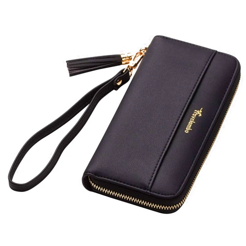 Travelambo Womens Wallet Tassel Bifold Ladies Cluth Wristlet Wrist strap Long Purse