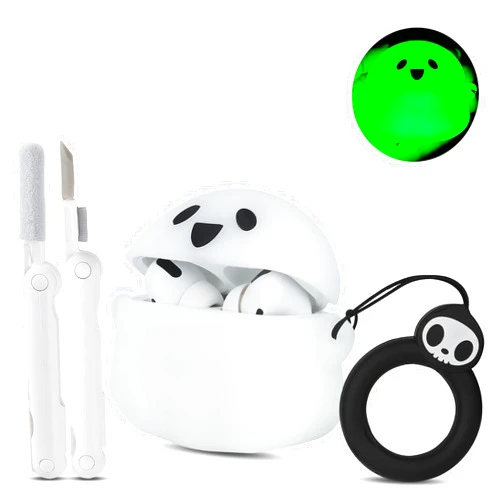 CCXNAS Compatible with Apple AirPods Pro 2nd/1st Generation Charging Case Cover with Cleaner Kit, Luminous 3D Halloween Ghost Funny Anime Soft Silicone Protective Case for Airpod Pro and Pro 2