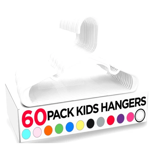 Utopia Home 60 Pack 11.5 Inch Plastic Kids Hangers for Closet - Childrens Hangers for Clothes & Infant Hangers - Ideal for Everyday Use (White)