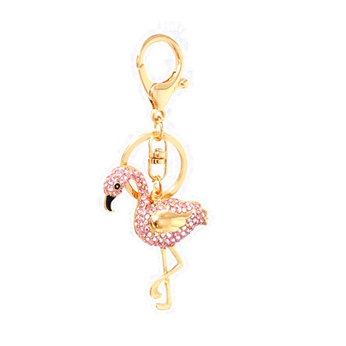Honbay 1PCS Rhinestone Flamingo Keychain Sparkling Bird Keyring Decor Pendant in A Box for Bag Purse Wallet