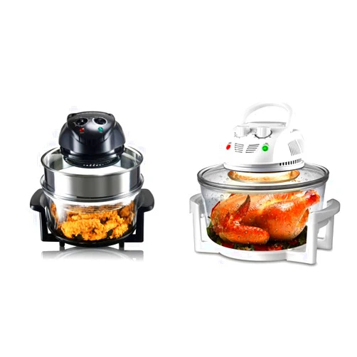 NutriChef Convection Countertop Toaster Oven, 120V - PKCOV45 & Air Fryer, Infrared Convection, Halogen Oven Countertop, Cooking, Stainless Steel, 13 Quart 1200W, White (PKAIRFR48)