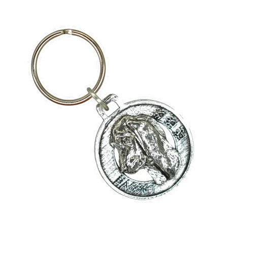 Creative Pewter Designs Basset Hound Keychain, Pewter, D020KC, 1 1/2, 100% Handmade in the USA, Dog, Pet, Tag, Metal, Keychain, Key Chain, Key Ring, Key Fob, Gift, Over 90 Dog Keychains.