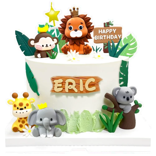 DUOROUBAO 22PCS Safari Animal Cake Topper - Jungle Wild One Cake Decorations with Lion Giraffe Elephant Monkey Koala for Wild Animals Themed Birthday Cake Decorations