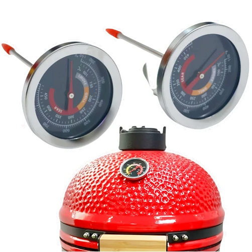 FAQQI 2 PCS, Replacement Thermometer for Big Green Egg - Accurate Temperature Gauge for BBQ Grills and Smokers - Easy to Install, Durable Design for Consistent Cooking