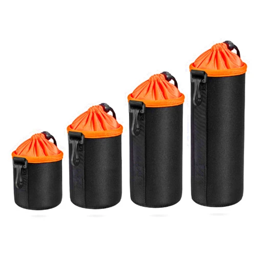 Lywencom Lens Pouch,Waterproof Protective Lens Bag For SLR Camera Lens,With Adjustable Drawstring And Rotating Clamp,Camera Lens Bag For Nikon, Pentax, Sony, Olympus, Panasonic, Etc (Orange)