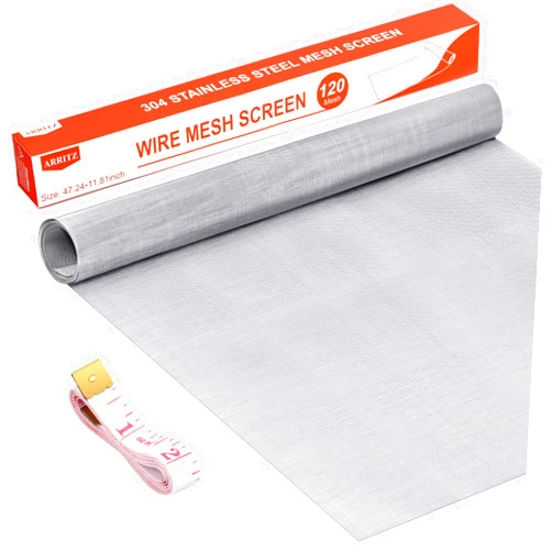 ARRITZ Woven Wire 120 Mesh 304 Stainless Steel for Filter Mesh, Filtration Cloth, 11.81x47.24inch