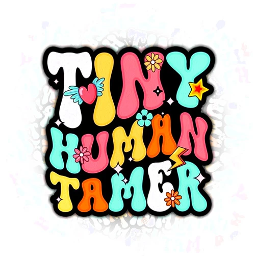 DONX 3PCS Tiny Human Tamer Sticker for Kids Teens, Waterproof Vinyl Stickers, Aesthetic Laptop Stickers, Stickers for Water Bottles 2in Three