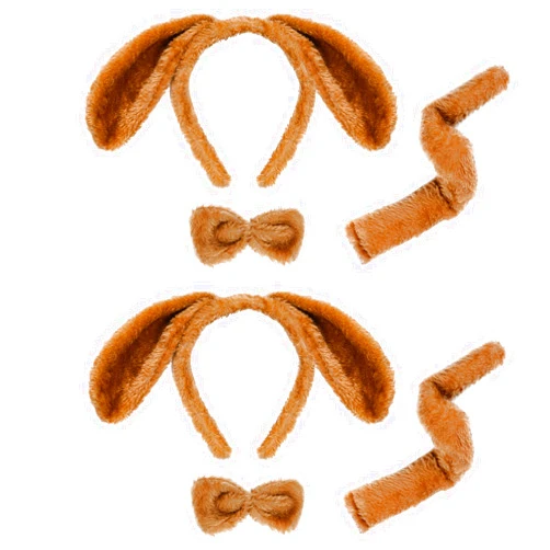 Jmkcoz 6 Pieces Puppy Dog Ears Headband Bowtie Tail for Easter Party Halloween Party Christmas Costume