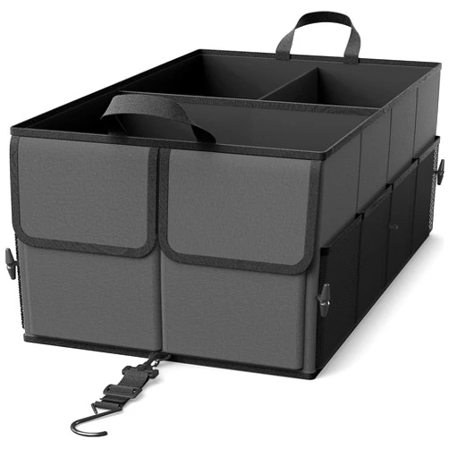 EPAuto 3-Compartment Cargo Trunk Storage Organizer, Dark Grey
