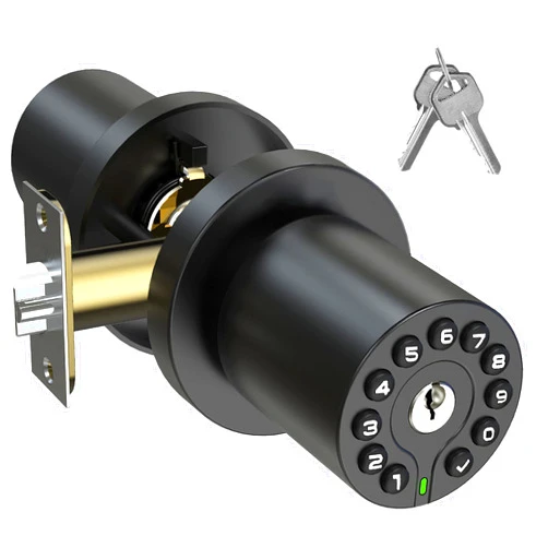 BOTHSTAR Keypad Door Knob with Key,Keyless Entry Door Lock, Code Locks Door Knob, Auto Lock,50 User Code,Easy to Install,for Home,Office,Hotel,Bedroom,Garage,No Deadbolt, Matte Black Finish