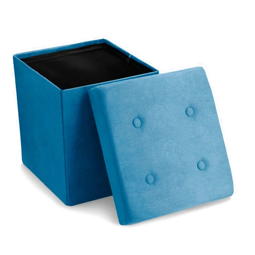 Sorbus Storage Ottoman Foot Rest Cube– Small Folding Ottoman Bedroom Bench Chest 15 Inch Toy Box Coffee Table, Shoe Storage, Foot Stool, Pouf Storage Ottoman, Seat, Suede Velvet Fabric - Teal Blue
