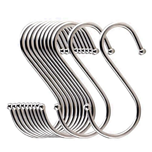 LOYMR 18 Pack 4.7 Inches Extra Large S Shape Hooks Heavy-Duty Metal Hanging Hooks Apply Kitchenware Bathroom Utensils Plants Towels Gardening Multiple uses Tools （Silver