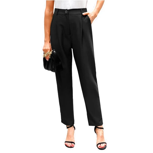 GRACE KARIN Women Work Pants 2024 Straight Legs Elastic Waist Pants with Pockets