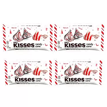 HERSHEY'S Hersheys Candy Cane Kisses Limited Edition Christmas Candy - Pack of 4 Bags - 7 oz - Per Bag - 28 oz Total - Gluten Free Kisses - Individually Wrapped Christmas Kisses