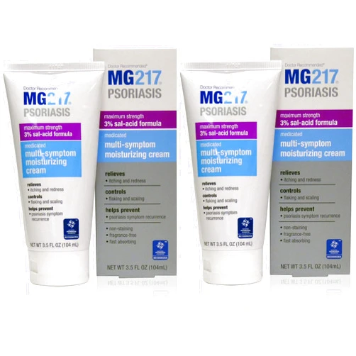 MG217 Medicated Moisturizing Psoriasis Cream with 3% Salicylic Acid, Multi-Symptom, Fragrance Free, 3.5 Fl Oz, (5604) (Pack of 2)
