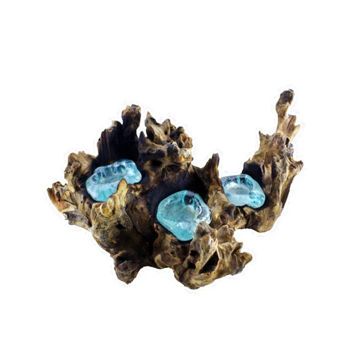 Cohasset Gifts 652-3 Cohasset Triple Molten Candle Holder, Natural Wood and Recycled Glass