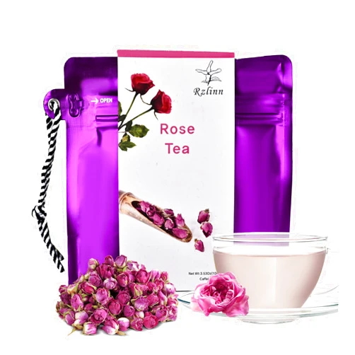 Rzlinn Rose Bud Tea, (3.53Oz) Premium Pure Edible Red Rose Loose Leaves, Natural Floral Scent, Caffeine Free, Portable and reusable tea bags, Gift for Tea Lovers