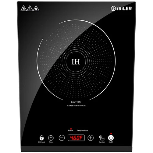 ISILER Portable Induction Cooktop, iSiLER 1800W Sensor Touch Electric Induction Cooker Hot Plate with Kids Safety Lock, 6.7