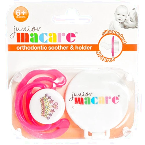 Junior Macare Orthodontic Soother & Holder 6 months+ (Pink)