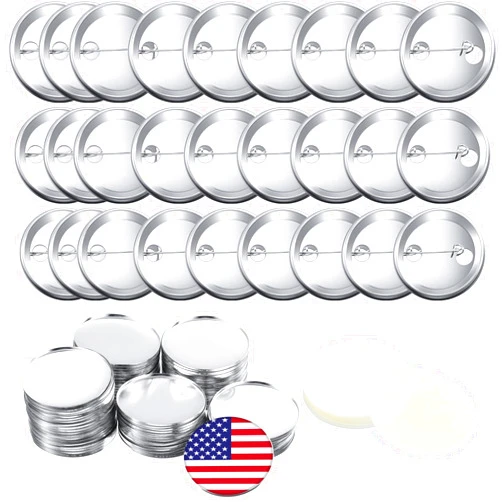 Hicarer 600 Pieces Blank Button Making Supplies Round Badge Button Parts Metal Button Pin Badge Kit for Button Make Machine, Including Metal Shells Metal Back Cover and Clear Film (2.28 Inches)