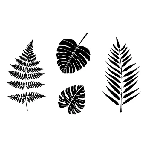 AZDIY Leaf Stencils - Pack of 3 Tropical Banana Leaf Template Fern Leaf Monstera Palm Leaves Botanical Leaves Plants Reusable Stencils Set for Painting on Wood, Wall, Signs, Crafts Home Décor & DIY (LEAF2)