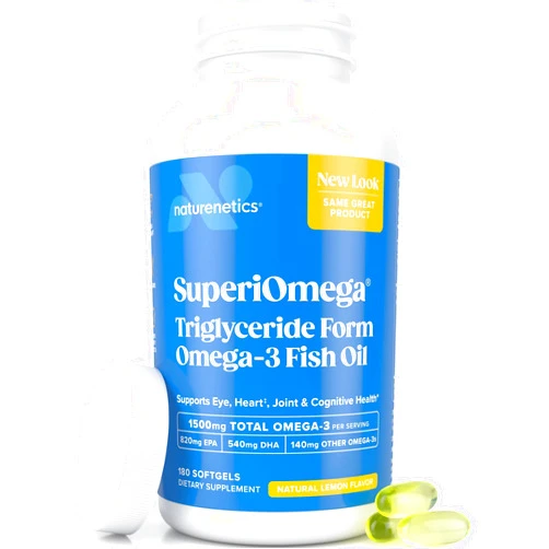 Naturenetics Triglyceride Omega 3 Fish Oil for Dry Eyes, Joint, Heart, and Brain Health - High EPA & DHA Omega-3 Fatty Acids - Lemon Flavor - 180 Softgels - 90 Day Supply