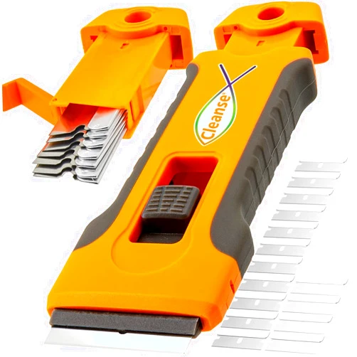 Cleanse Razor Blade Scraper Tool with 15pcs Extra Blades, Cleaning Razor Scraper for Glass, Glass Top Stove Scraper for Oven Door, Cooktop Scraper, Glass Scraper Cleaning Paint from Glass