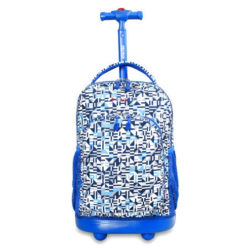 J World New York Kids' Sunny Rolling Backpack Adults, Geo Blue, One Size