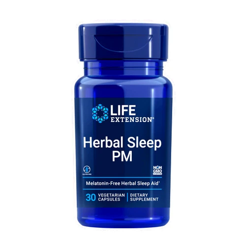 Life Extension Herbal Sleep PM, Lemon Balm, honokiol (Magnolia bark), Chamomile, Promotes Healthy Sleep, Hormone-Free, melatonin-Free, Gluten Free, Non-GMO, Vegetarian, 30 Capsules