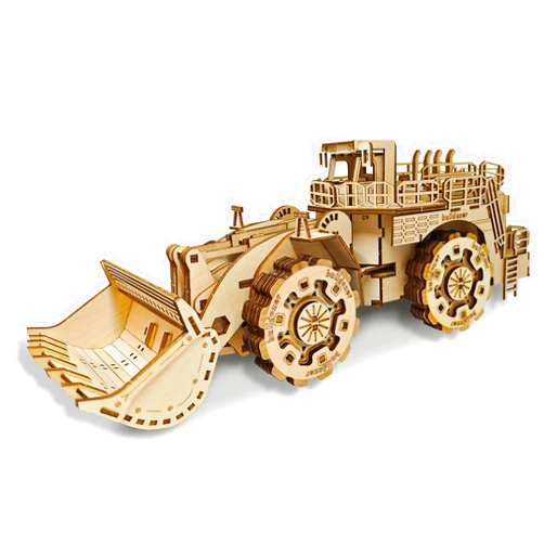 SLYNHGIN 3D Wooden Jigsaw Puzzle - Mechanical Car Model - Build Your Own Vehicle Kit - Brain Teaser Toy - Best Gifts for Adults and Teens on Birthday/Christmas (Bulldozer)