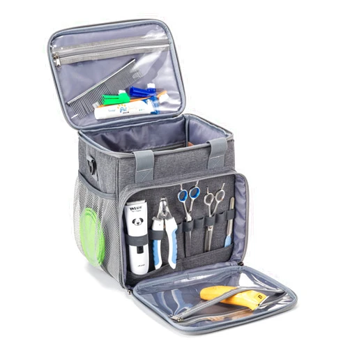 BABEYER Pet Grooming Bag, Dog Grooming Supplies Organizer Tote Bag, Perfect for Pet Grooming Tool Kit Accessories-Grey