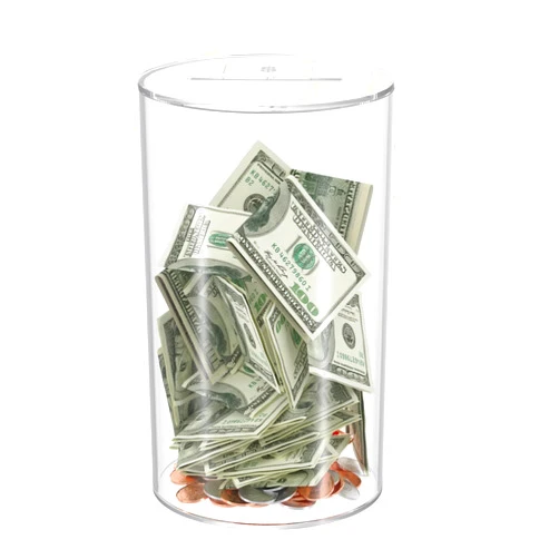 NIUBEE Clear Piggy Bank for Adults Kids, Acrylic Piggy Bank for Boys Girls to Saving Money Jar Cash Coin, Must Break to Open, Perfect Size 8