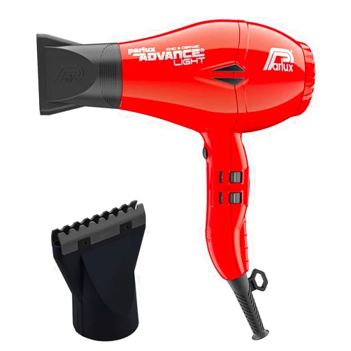M Hair Designs Parlux Advance Light Red Ionic and Ceramic Hair Dryer and M Hair Designs Hot Blow Attachment Black (Bundle 2 Items)