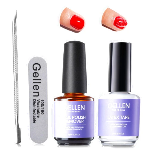 Gellen Gel Nail Polish Remover Kit, Gel Polish Remover with Liquid Latex for Nails, Quick & Easy Polish Remover In 3-5 Minutes, Nail Gel Remover No Need Soaking Or Wrapping